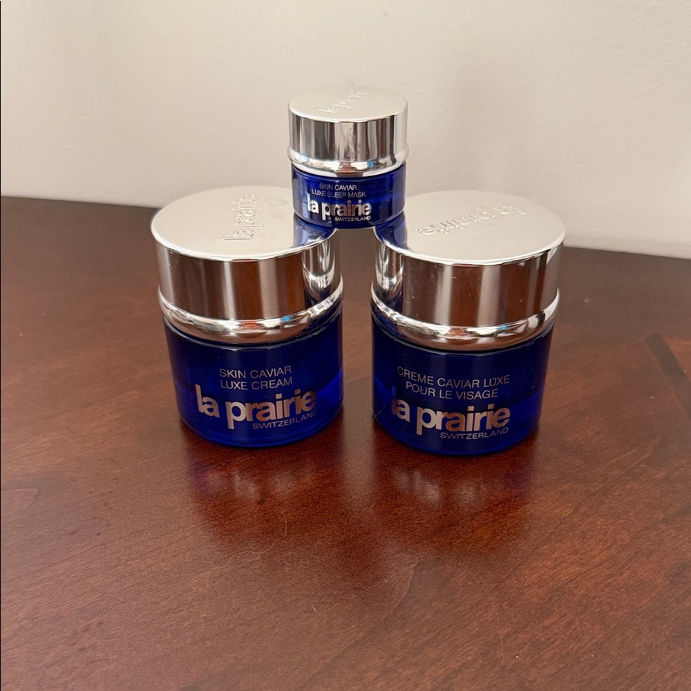 La Prairie Empty Bottles bundle Blue and Silver